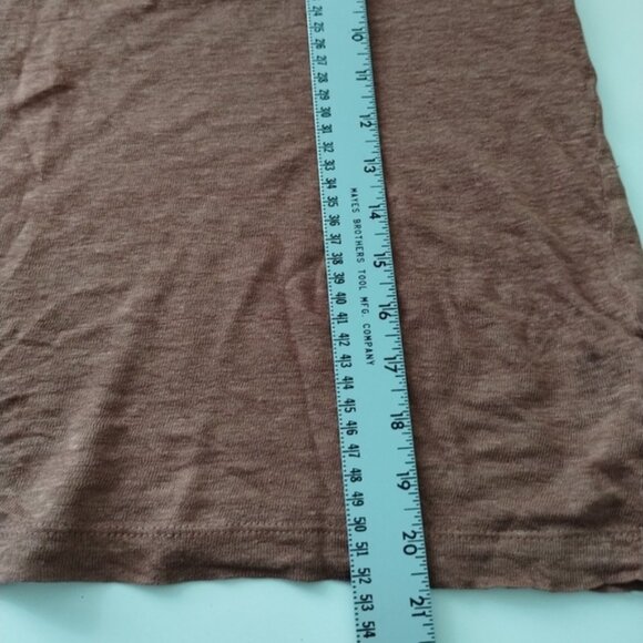 H&M Shirt Womens XL Brown Round Neck Short Sleeve 100% Linen Normcore - Picture 6 of 8